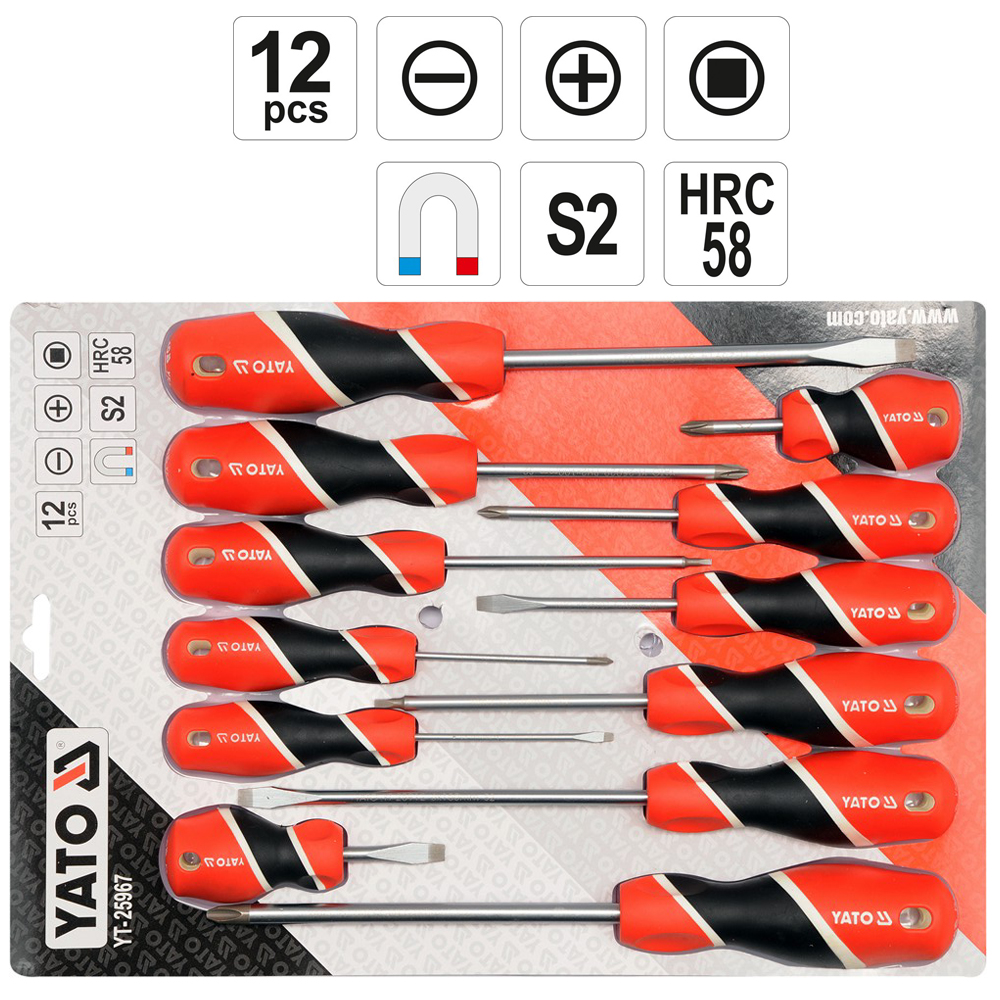 Yato 12 részes mágneses S2 csavarhúzó készlet - YT-25967