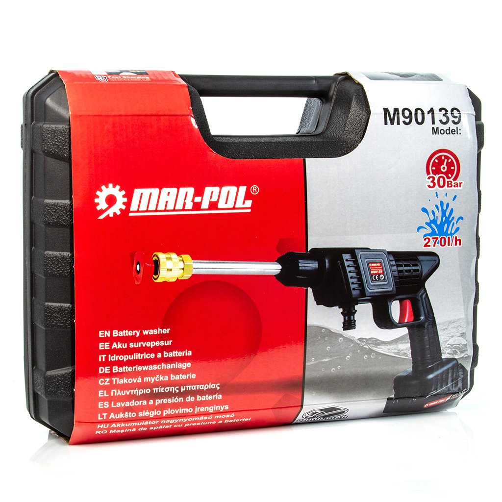 Akkumulátoros magasnyomású mosó készlet 30 BAR -  M90139