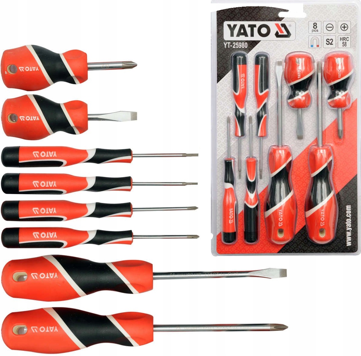 Yato csavarhúzó készlet 8 részes SL+PH mágneses - YT-25980