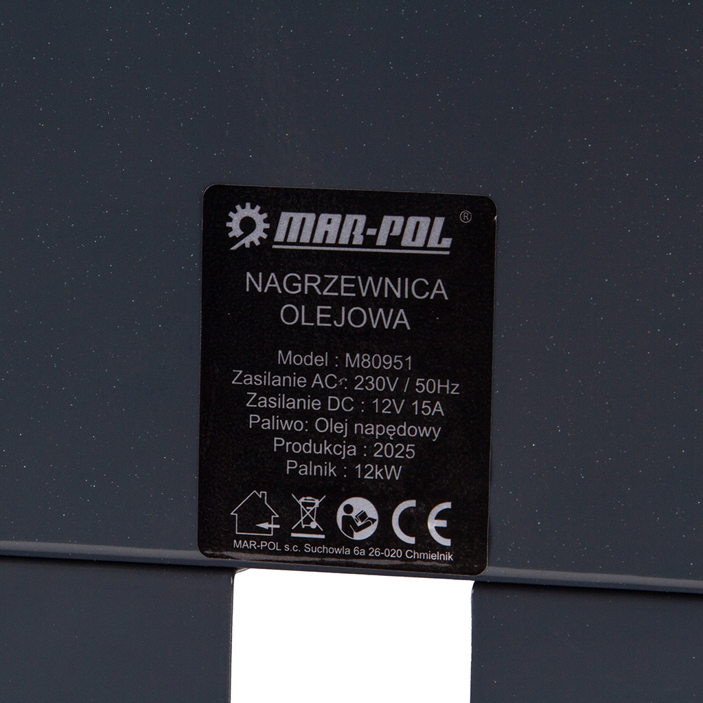Mar-Pol zárt égésterű gázolajos hőlégfúvó, állófűtés 12 kW, távirányítóval - M80951