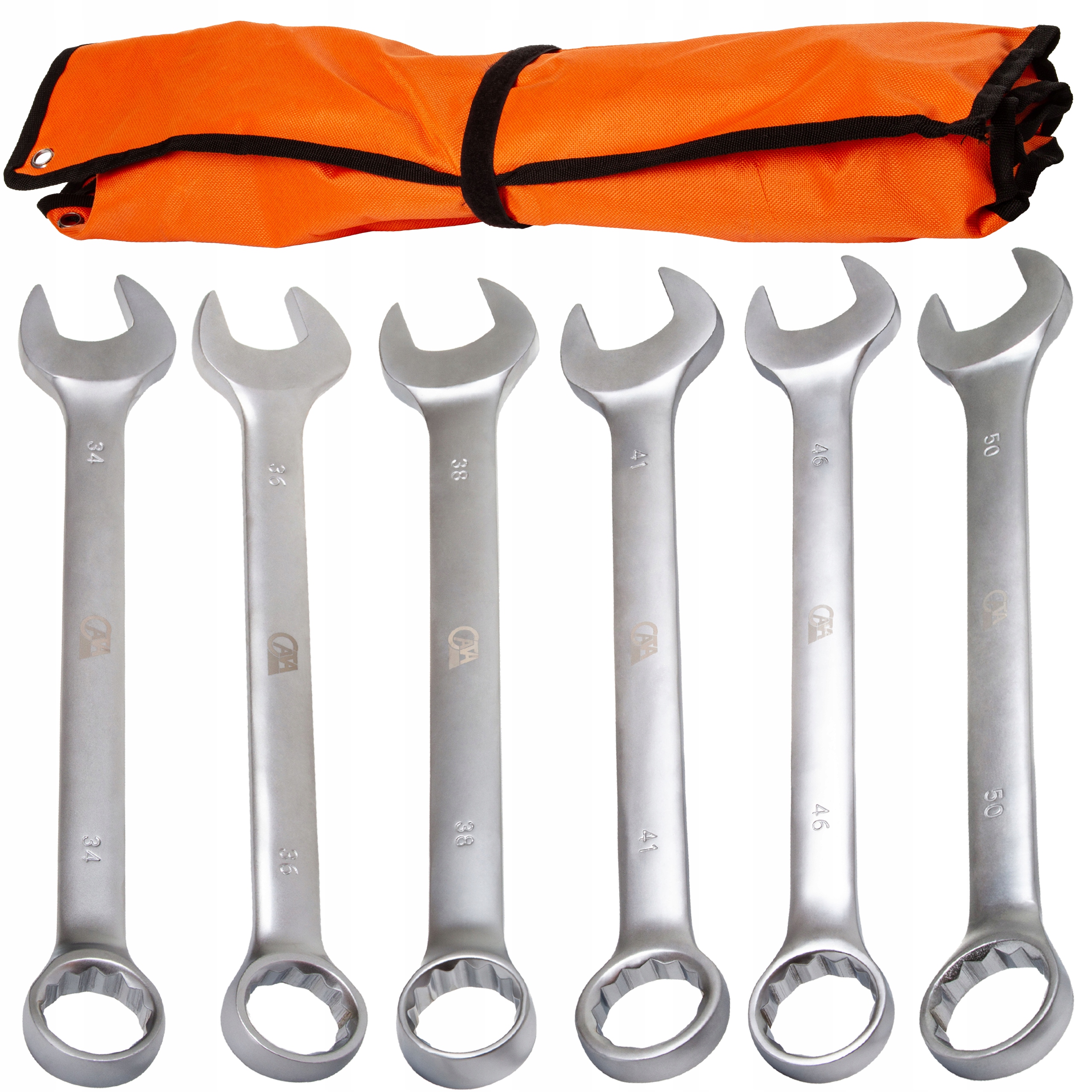 CATA csillag–villáskulcs készlet 34–50 mm-es, króm-vanádium (CrV) acélból, praktikus tokban – M58109C