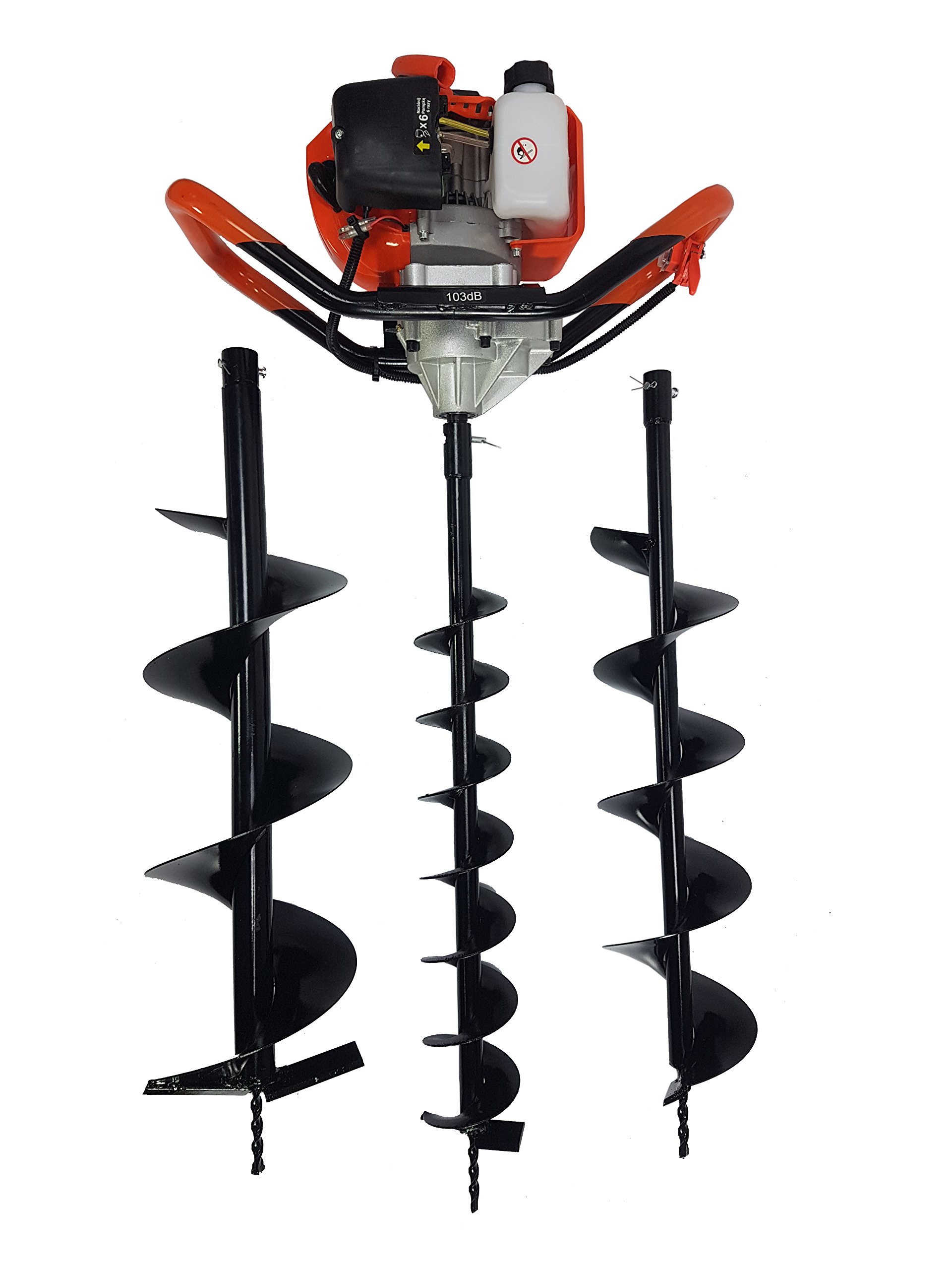 Benzines talajfúró gép 3 db fúrófejjel kerti és építési munkákhoz - M84000/3