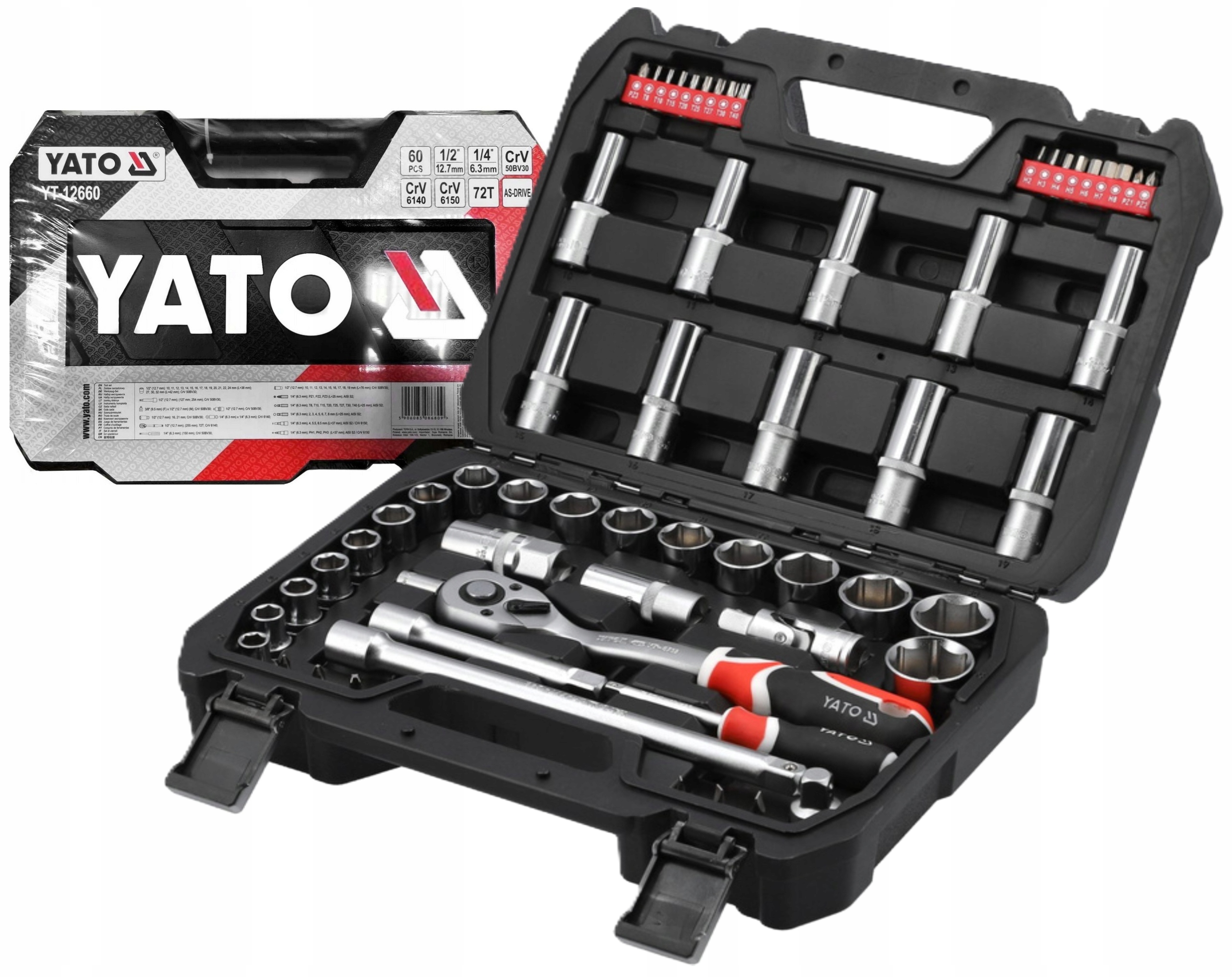 Yato Dugókulcs készlet 60 részes 1/2” & 1/4” CrV - YT-12660
