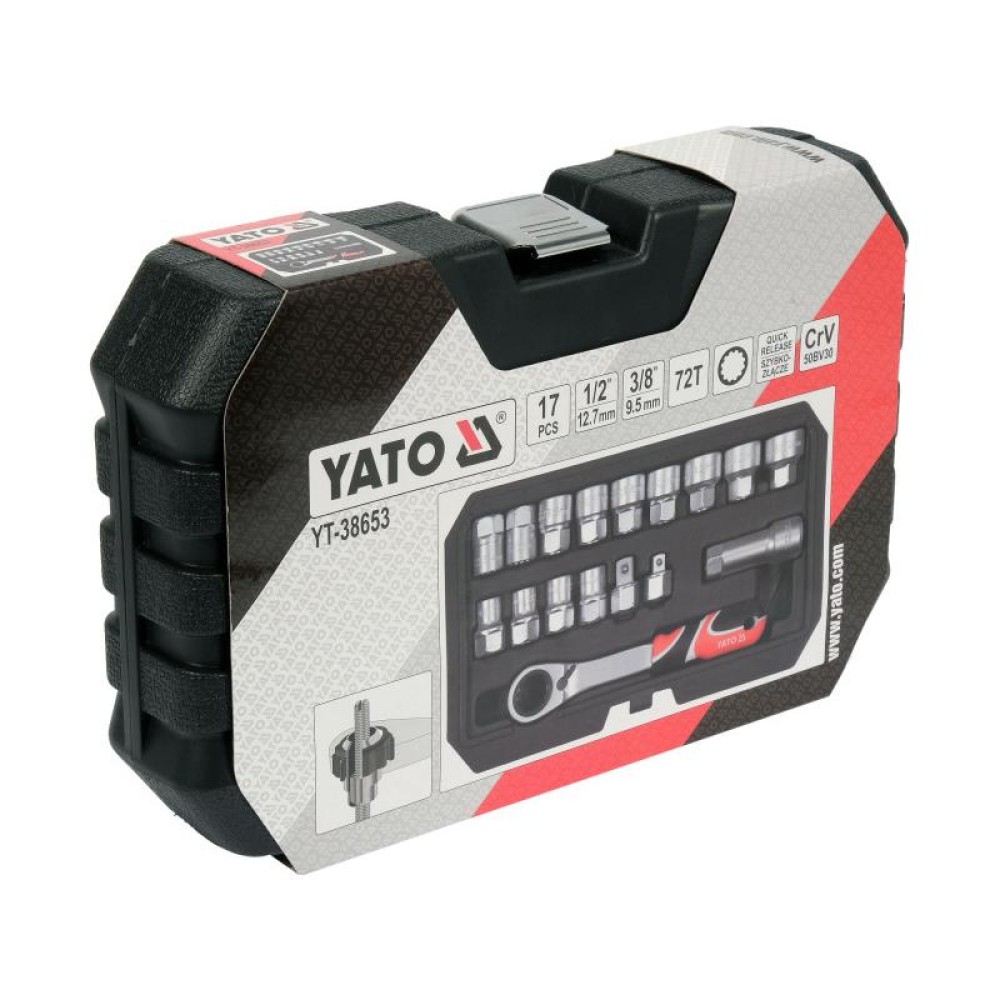 Yato 17 részes nyitott Spline dugókulcs készlet 3/8” és 1/2” (10–24 mm) - YT-38653