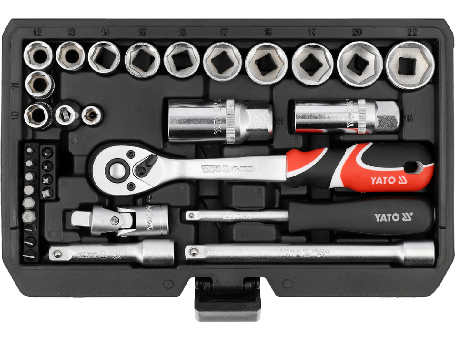 Yato Racsnis szerszámkészlet 1/4”–3/8” 34 részes - YT-38700