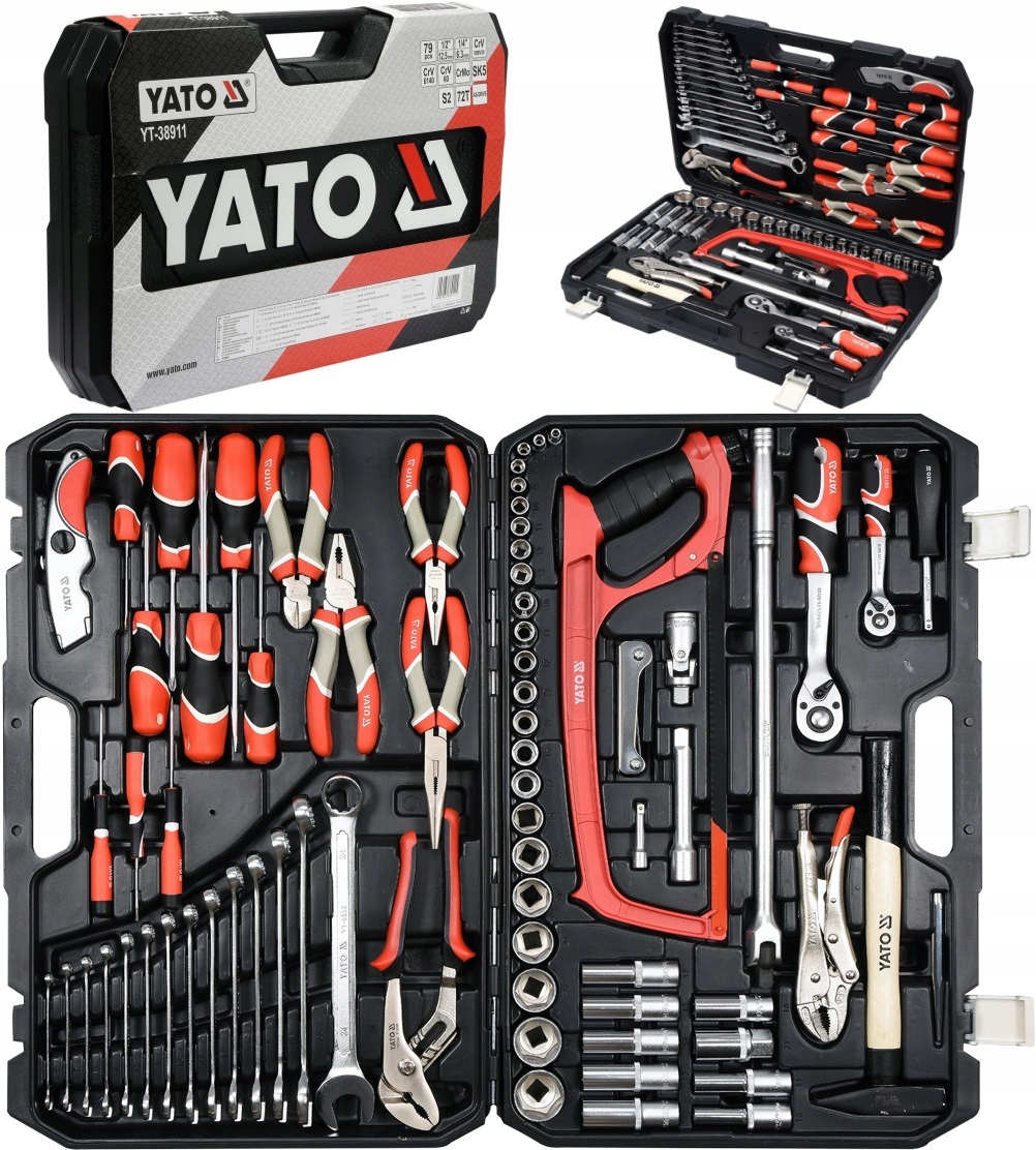 Yato 79 részes szerszámkészlet 1/4”–1/2” dugókulcs készlet – professzionális autós és barkács szerszámkoffer - YT-38911