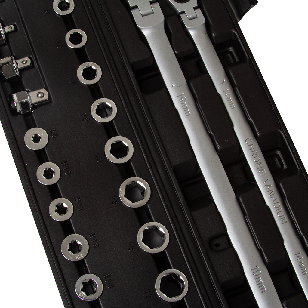 Hosszú racsnis csillagkulcs készlet 27 részes, Surface Drive – M58595
