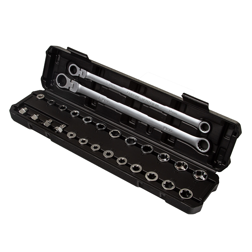 Hosszú racsnis csillagkulcs készlet 27 részes, Surface Drive – M58595